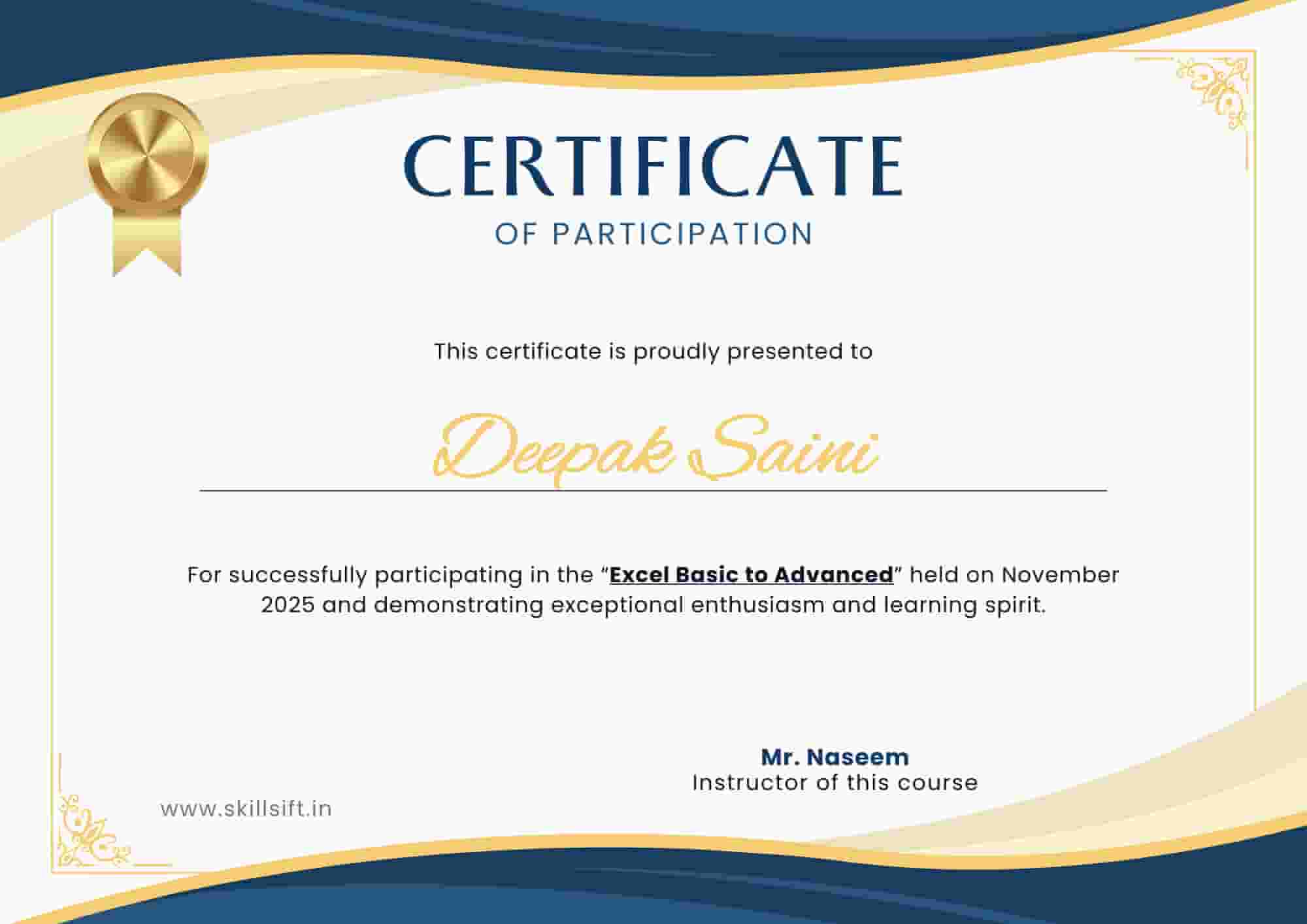 Skill Sift Certificate
